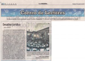 Carta de lectores publicada en La Prensa